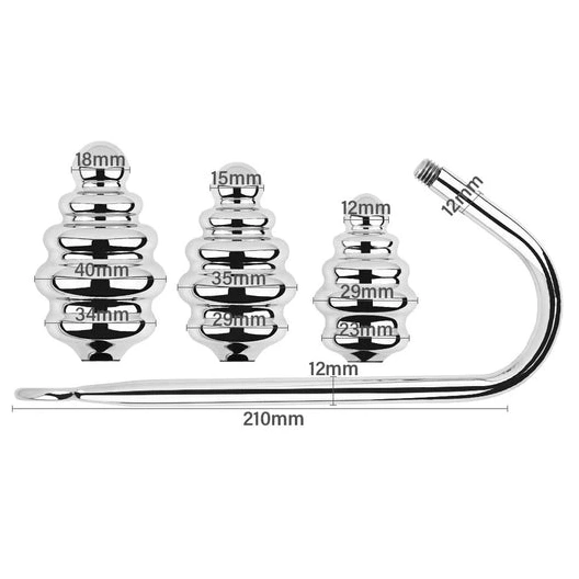 8826 Hook Ribbed Screw-in Anal Set GreatBenefit 0102